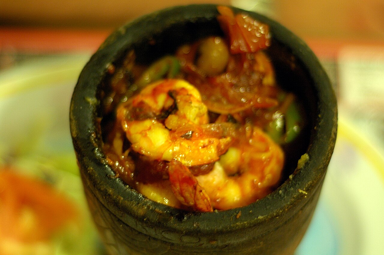 Mofongo with shrimp served in Puerto Rico