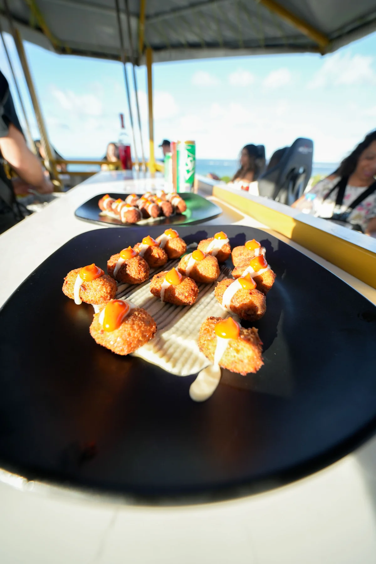 Appetizers served on the FlyDining dining platform